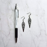 Long Gunmetal Earrings - cathedral style blackened silver filigree design w/ inverted teardrop shape - lightweight handmade everyday jewelry - Constant Baubling