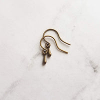 Antique Brass Drop Earrings, very tiny teardrops, bronze drop earring, small ear hooks, dainty earring, little brass earring delicate dangle - Constant Baubling