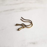 Antique Brass Drop Earrings, very tiny teardrops, bronze drop earring, small ear hooks, dainty earring, little brass earring delicate dangle - Constant Baubling