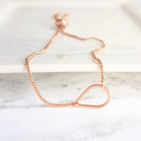 Rose Gold Bracelet, open teardrop bracelet, rose gold teardrop bracelet, thin rose gold chain bracelet box chain bracelet tear drop bracelet - Constant Baubling