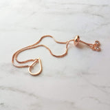 Rose Gold Bracelet, open teardrop bracelet, rose gold teardrop bracelet, thin rose gold chain bracelet box chain bracelet tear drop bracelet - Constant Baubling