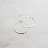 Silver Circle Earrings, simple silver hoops, thin hoop earring, open circle earring, delicate round earring, simple 1 inch circle, everyday - Constant Baubling