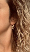 Gold Leaf Earrings, small delicate leaf earrings, modern gold leaf earring, gold filigree leaf earrings, 14K SOLID GOLD or fill hook upgrade - Constant Baubling