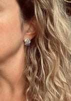 Gold Cloud Raindrop Earrings w/ aqua blue glass droplets, rain drops keep falling on my head, .925 sterling silver posts, cumulus, storm - Constant Baubling