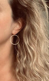 Rose Gold Circle Earrings, rose gold hoop, thin rose gold circle, thin rose gold hoop, thin circle earring, simple circle earring, 14K hook - Constant Baubling