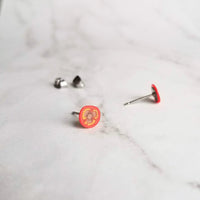 Tomato Earrings, tomato studs, tiny tomato earring, food earring, vegetable earring, fruit earring, small tomato stud, surgical steel, chef - Constant Baubling