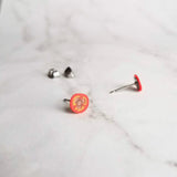 Tomato Earrings, tomato studs, tiny tomato earring, food earring, vegetable earring, fruit earring, small tomato stud, surgical steel, chef - Constant Baubling