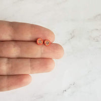 Tomato Earrings, tomato studs, tiny tomato earring, food earring, vegetable earring, fruit earring, small tomato stud, surgical steel, chef - Constant Baubling