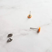 Orange Earrings, tiny orange studs, fruit earrings, orange slice earring citrus jewelry chef foodie Florida gift small round stainless steel - Constant Baubling