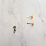 Orange Earrings, tiny orange studs, fruit earrings, orange slice earring citrus jewelry chef foodie Florida gift small round stainless steel - Constant Baubling