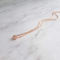 Cube Necklace, rose gold cube necklace, rose gold necklace, pink gold necklace, square bead necklace, layering necklace, delicate necklace - Constant Baubling