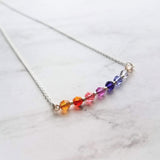 Rainbow Necklace, colorful necklace, rainbow crystal necklace, delicate necklace, sterling silver chain, ombre necklace sunset purple orange - Constant Baubling