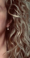 Rose Gold Drop Earrings - dainty little dangle teardrop minimalist trio of small polished charms - 14K gold fill upgrade hook option - Constant Baubling