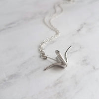 Silver Crane Necklace, origami crane necklace, gold crane necklace, maternal love necklace, good will necklace, folded paper crane necklace - Constant Baubling