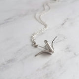 Silver Crane Necklace, origami crane necklace, gold crane necklace, maternal love necklace, good will necklace, folded paper crane necklace - Constant Baubling
