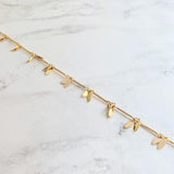 Gold Sequin Layer Necklace - tiny sparkling leaf shape charm layering chain in shiny 14K gold plate - adjustable & custom length available - Constant Baubling