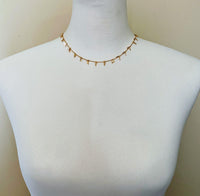 Gold Sequin Layer Necklace - tiny sparkling leaf shape charm layering chain in shiny 14K gold plate - adjustable & custom length available - Constant Baubling