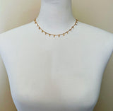 Gold Sequin Layer Necklace - tiny sparkling leaf shape charm layering chain in shiny 14K gold plate - adjustable & custom length available - Constant Baubling