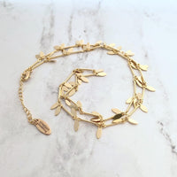 Gold Sequin Layer Necklace - tiny sparkling leaf shape charm layering chain in shiny 14K gold plate - adjustable & custom length available - Constant Baubling