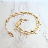 Gold Sequin Layer Necklace - tiny sparkling leaf shape charm layering chain in shiny 14K gold plate - adjustable & custom length available - Constant Baubling