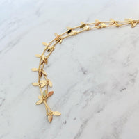 Gold Sequin Layer Necklace - tiny sparkling leaf shape charm layering chain in shiny 14K gold plate - adjustable & custom length available - Constant Baubling