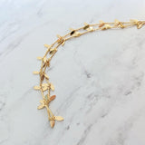 Gold Sequin Layer Necklace - tiny sparkling leaf shape charm layering chain in shiny 14K gold plate - adjustable & custom length available - Constant Baubling