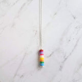 Colorful Necklace, multicolor necklace, ombre necklace, rainbow necklace, rainbow pendant, tube pendant, rainbow tube, cheer up gift, silver - Constant Baubling