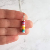Colorful Necklace, multicolor necklace, ombre necklace, rainbow necklace, rainbow pendant, tube pendant, rainbow tube, cheer up gift, silver - Constant Baubling