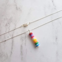 Colorful Necklace, multicolor necklace, ombre necklace, rainbow necklace, rainbow pendant, tube pendant, rainbow tube, cheer up gift, silver - Constant Baubling