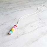 Colorful Necklace, multicolor necklace, ombre necklace, rainbow necklace, rainbow pendant, tube pendant, rainbow tube, cheer up gift, silver - Constant Baubling