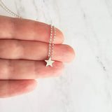 Silver Star Necklace - .925 sterling silver rolo chain/simple minimalist matte rhodium brass small charm pendant - Baby I'm a STAR - Constant Baubling