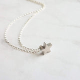 Silver Star Necklace - .925 sterling silver rolo chain/simple minimalist matte rhodium brass small charm pendant - Baby I'm a STAR - Constant Baubling