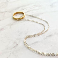 Gold Circle Necklace - dainty minimalist silver chain through simple plain round hoop pendant - mixed metal everyday layering jewelry - Constant Baubling