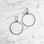 Black Hoop Earrings, matte black earring, matte black hoop, thin black hoop, simple black earring, skinny hoop, black circle earring, matt - Constant Baubling