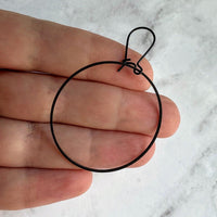 Black Hoop Earrings, matte black earring, matte black hoop, thin black hoop, simple black earring, skinny hoop, black circle earring, matt - Constant Baubling