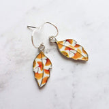Fall Leaf Earrings - little enamel leaves - yellow orange red green tiny ginkgo print charm - sterling silver hook upgrade - autumn jewelry - Constant Baubling