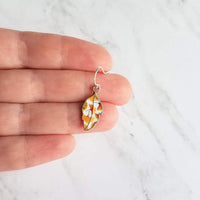 Fall Leaf Earrings - little enamel leaves - yellow orange red green tiny ginkgo print charm - sterling silver hook upgrade - autumn jewelry - Constant Baubling