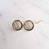 Detroit Michigan Jewelry - silver leverback hook earrings with tiny metro area city map - Livonia Berkley Wayne Dearborn Highland Park gift - Constant Baubling