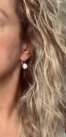 Gold Leaf Lever back Earrings, sepia print, leaf print earrings, leaf earrings, round bezel, 14K GP leaves lever back, simple leverback - Constant Baubling