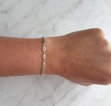 Silver Chain Bracelet, matte silver bracelet, O link bracelet, tiny link bracelet, delicate silver bracelet, minimalist bracelet thin silver - Constant Baubling
