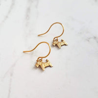 Scottie Dog Earrings, tiny gold dog earring, Scottish Terrier earring, gold dog charm, mini Scottie Dog, gold Scottie Dog, breeder gift, mom - Constant Baubling