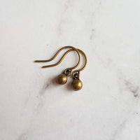 Tiny Ball Earrings, bronze earring, antique brass earring, brass ball earring, little ball earring, ball dangle, bronze ball earring, orb - Constant Baubling