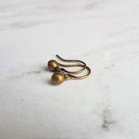 Tiny Ball Earrings, bronze earring, antique brass earring, brass ball earring, little ball earring, ball dangle, bronze ball earring, orb - Constant Baubling