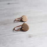 Copper Tag Earrings - small round disk, dark copper earrings, antique copper discs, copper sequin earrings, tiny copper earrings, little 8mm - Constant Baubling