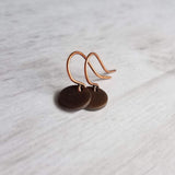 Copper Tag Earrings - small round disk, dark copper earrings, antique copper discs, copper sequin earrings, tiny copper earrings, little 8mm - Constant Baubling