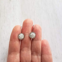 Silver Druzy Earrings, metallic earring, rock earring, stone earring, drusy earring, rough stone earring, stainless steel earring lever back - Constant Baubling