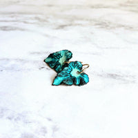 Aqua Leaf Earrings, 14K gold fill hooks, blue green leaf earrings, verdigris patina leaves, patina earrings, wavy leaf earrings large leaves - Constant Baubling