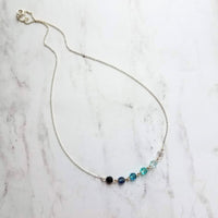 Ocean Necklace - blue Swarovski crystal round faceted ombre shade beads - delicate silver chain - custom w/  length & .925 sterling silver - Constant Baubling