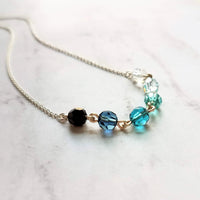 Ocean Necklace - blue Swarovski crystal round faceted ombre shade beads - delicate silver chain - custom w/  length & .925 sterling silver - Constant Baubling
