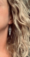 Long Gunmetal Earrings - cathedral style blackened silver filigree design w/ inverted teardrop shape - lightweight handmade everyday jewelry - Constant Baubling